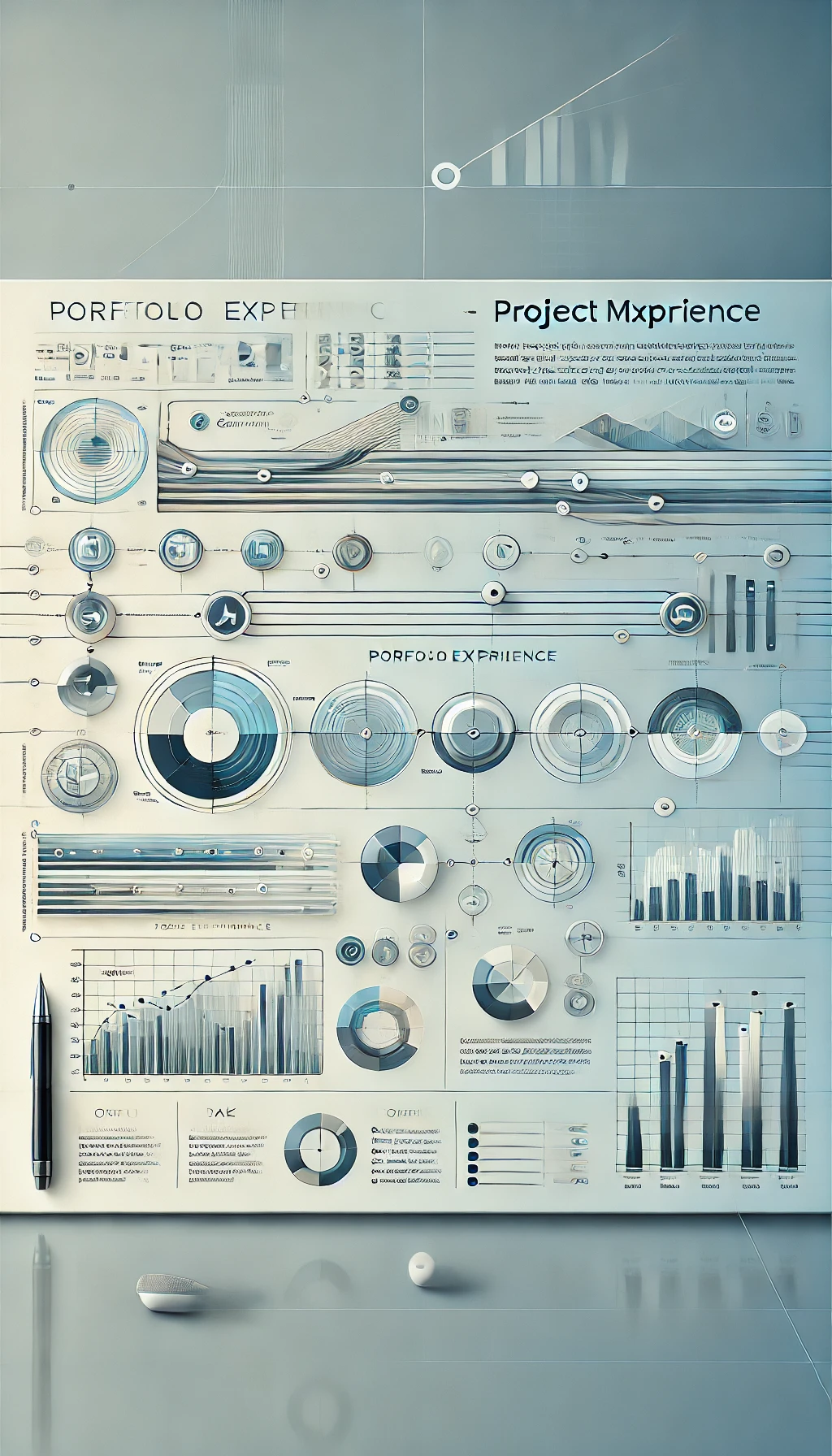 DALL·E 2025-01-26 22.34.07 - A professional digital illustration designed in a portrait orientation, representing a portfolio experience section for a project manager with data an